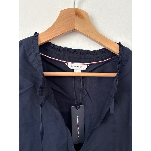 NWT - Tommy Hilfiger Flutter-Sleeve Ruffle Top – Navy – Size XXL - Picture 3 of 5